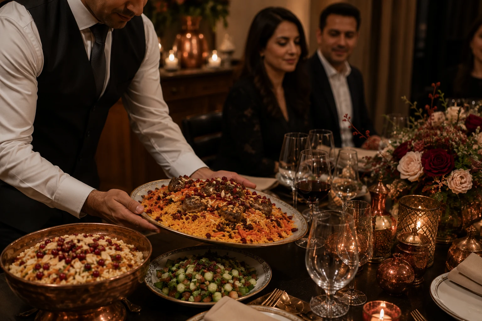 Kabuli Pulao Service beim privaten Candle-Light Dinner Berlin